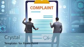  Presentation with concept - Theme with businessman-in-customer-complaint-concept background and a light blue colored foreground