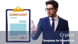  Presentation with concept - PPT theme consisting of businessman-in-customer-complaint-concept background and a ocean colored foreground