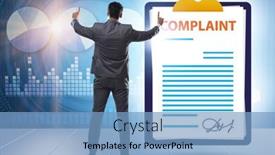  Presentation with concept - Presentation theme featuring businessman-in-customer-complaint-concept background and a light blue colored foreground