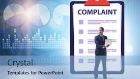  Presentation with concept - Slide deck with businessman-in-customer-complaint-concept background and a light blue colored foreground