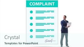  Presentation with concept - Presentation design featuring businessman-in-customer-complaint-concept background and a cool aqua colored foreground