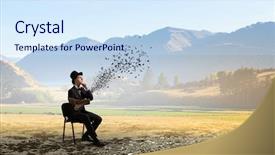  Presentation with cylinder - Slide deck featuring businessman in cylinder reading book background and a sky blue colored foreground