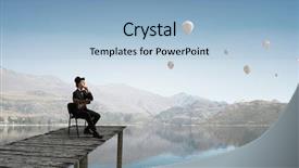  Presentation with cylinder - Audience pleasing theme consisting of businessman in cylinder reading book mixed media backdrop and a light blue colored foreground