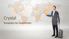  Presentation with dark - Audience pleasing theme consisting of businessman in dark suit hitchhike backdrop and a  colored foreground