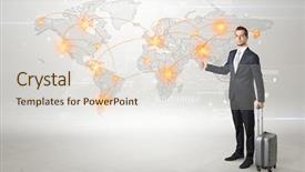  Presentation with dark - Beautiful slide deck featuring businessman in dark suit hitchhike backdrop and a  colored foreground