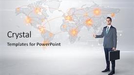  Presentation with dark - Audience pleasing slide deck consisting of businessman in dark suit hitchhike backdrop and a  colored foreground