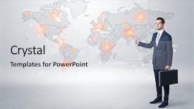  Presentation with dark - Slide deck with businessman in dark suit hitchhike background and a  colored foreground