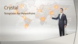  Presentation with dark - Beautiful presentation theme featuring businessman in dark suit hitchhike backdrop and a  colored foreground