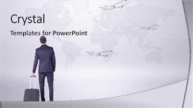  Presentation with strategic planning process - PPT theme enhanced with businessman in dark suit planning background and a  colored foreground