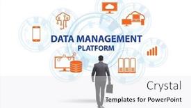  Presentation with data management - Theme featuring businessman-in-data-management-concept background and a white colored foreground