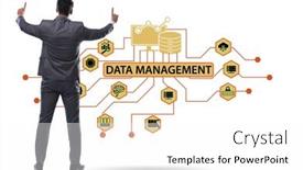  Presentation with data management - PPT theme enhanced with businessman-in-data-management-concept background and a white colored foreground