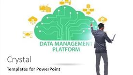  Presentation with data management - Presentation design having businessman-in-data-management-concept background and a white colored foreground