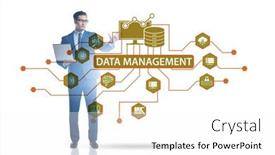  Presentation with data management - Presentation theme consisting of businessman-in-data-management-concept background and a white colored foreground