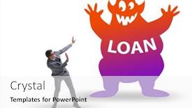  Presentation with loan - Audience pleasing slide set consisting of businessman in debt and loan concept backdrop and a white colored foreground