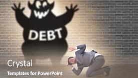  Presentation with loan - Cool new PPT theme with businessman-in-debt-and-loan backdrop and a gray colored foreground