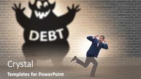  Presentation with loan - Presentation theme having businessman-in-debt-and-loan background and a gray colored foreground