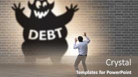  Presentation with loan - Beautiful PPT theme featuring businessman-in-debt-and-loan backdrop and a gray colored foreground