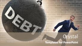  Presentation with loan - PPT theme having businessman-in-debt-and-loan and a coral colored foreground