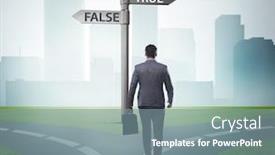  Presentation with choice - Colorful PPT layouts enhanced with businessman-in-difficult-choice-concept backdrop and a seafoam green colored foreground