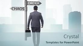  Presentation with choice - Presentation design consisting of businessman-in-difficult-choice-concept background and a lemonade colored foreground