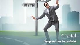  Presentation with choice - Cool new PPT theme with businessman-in-difficult-choice-concept backdrop and a seafoam green colored foreground