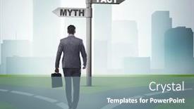  Presentation with choice - Slide deck having businessman-in-difficult-choice-concept background and a seafoam green colored foreground