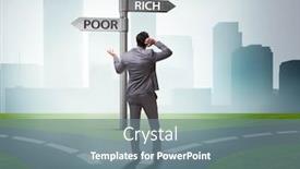  Presentation with choice - Beautiful slide set featuring businessman-in-difficult-choice-concept backdrop and a gray colored foreground