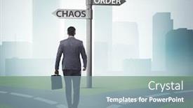  Presentation with choice - Presentation consisting of businessman-in-difficult-choice-concept background and a seafoam green colored foreground