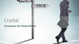  Presentation with choice - Presentation theme with businessman-in-difficult-choice-concept background and a sky blue colored foreground