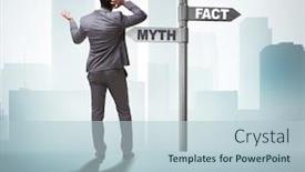  Presentation with choice - Slide set having businessman-in-difficult-choice-concept background and a light blue colored foreground