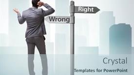  Presentation with choice - Presentation consisting of businessman-in-difficult-choice-concept background and a lemonade colored foreground