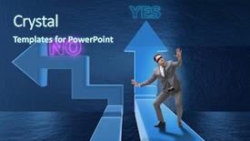  Presentation with choice - Slides with businessman in difficult choice concept background and a  colored foreground