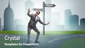  Presentation with choice - Amazing theme having businessman in difficult choice concept backdrop and a gray colored foreground