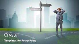  Presentation with choice - PPT layouts having businessman-in-difficult-choice-concept background and a  colored foreground