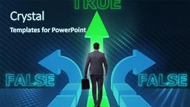  Presentation with choice - Slide set enhanced with businessman in difficult choice concept background and a navy blue colored foreground