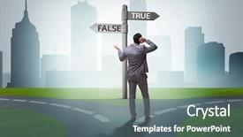  Presentation with choice - Slide set consisting of businessman in difficult choice concept background and a gray colored foreground