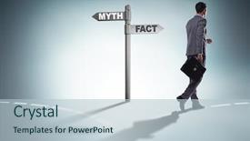  Presentation with choice - Audience pleasing slide set consisting of businessman in difficult choice concept backdrop and a light blue colored foreground