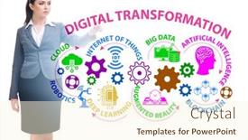  Presentation with digital transformation - Amazing presentation design having businessman-in-digital-transformation-concept backdrop and a cream colored foreground