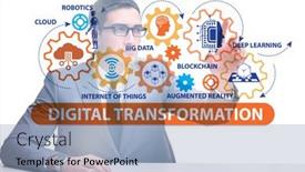  Presentation with transformation - Audience pleasing presentation consisting of businessman-in-digital-transformation-concept backdrop and a light blue colored foreground