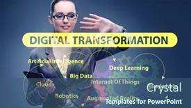  Presentation with digital transformation - Audience pleasing PPT theme consisting of businessman-in-digital-transformation-concept backdrop and a ocean colored foreground