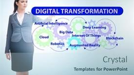  Presentation with digital transformation - Theme consisting of businessman-in-digital-transformation-concept background and a light blue colored foreground