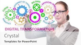  Presentation with digital transformation - Colorful PPT layouts enhanced with businessman-in-digital-transformation-concept backdrop and a white colored foreground