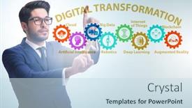  Presentation with digital transformation - Slide set with businessman-in-digital-transformation-concept background and a sky blue colored foreground