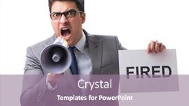  Presentation with concept - Slide set consisting of corporate downsizing - businessman in dismissal concept isolated background and a gray colored foreground