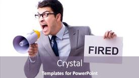  Presentation with life insurance concept white - Cool new presentation design with businessman in dismissal concept isolated on white background backdrop and a gray colored foreground