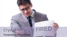  Presentation with concept - Audience pleasing slides consisting of businessman-in-dismissal-concept-isolated backdrop and a light blue colored foreground