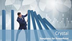  Presentation with domino - Presentation theme consisting of businessman in domino effect business background and a teal colored foreground