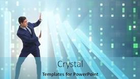  Presentation with domino - Presentation theme consisting of businessman-in-domino-effect-business background and a light blue colored foreground