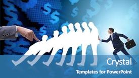  Presentation with domino - Slide deck consisting of businessman in domino effect business background and a teal colored foreground