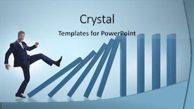  Presentation with cause - Theme enhanced with businessman in domino effect business background and a light blue colored foreground